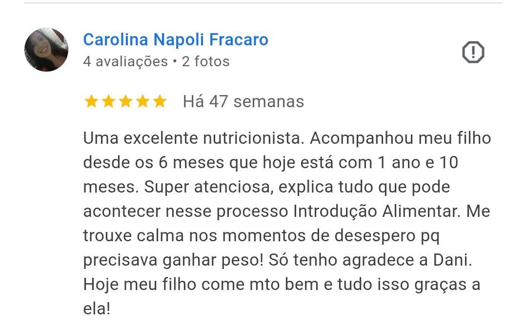 Avaliação Google: Carolina
